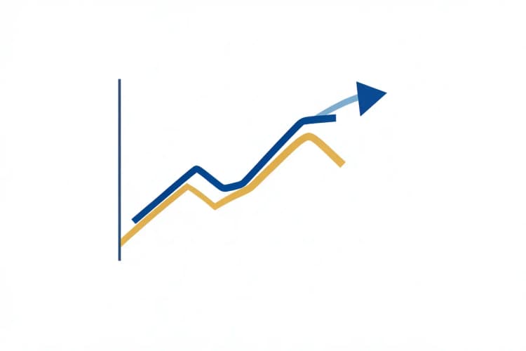 Gráfico simples mostrando duas linhas de intensidade de sintomas ao longo do tempo.