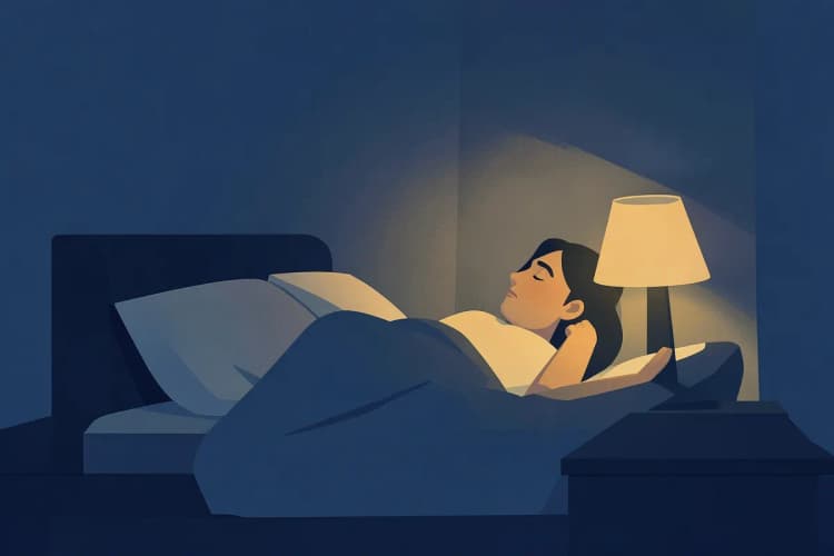 Pessoa deitada na cama, olhando para o teto com insônia